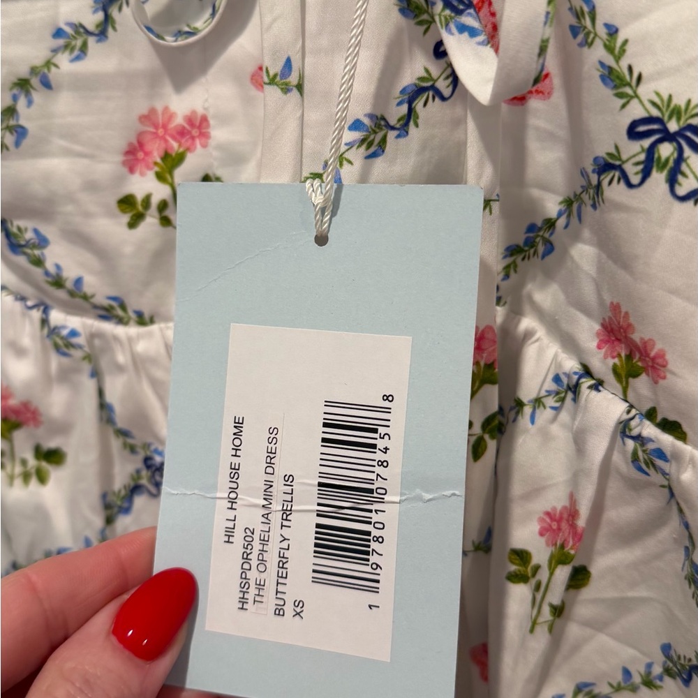 Hill House White Dress with Pink and Blue Floral Design - Picture 3 of 3